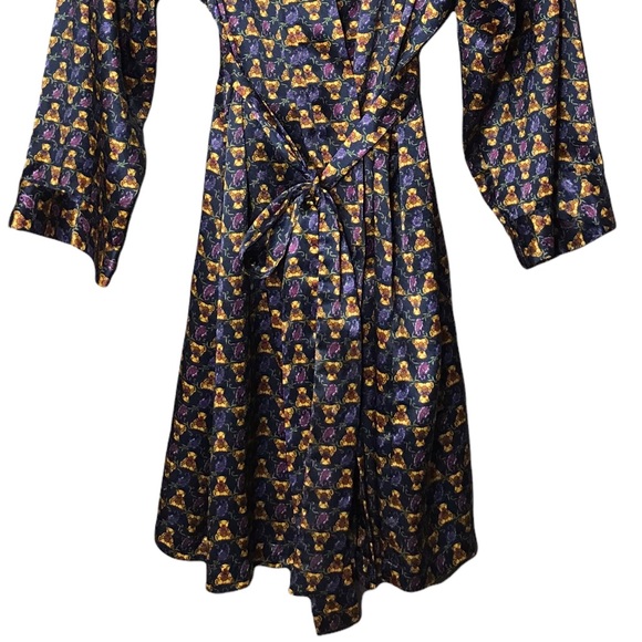 Versailles The Bay Vintage Satin Silky Bathrobe Robe Lingerie Lounge Teddy Bears - Picture 7 of 15